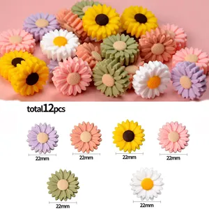 Silikon-Fokuspferden in Lebensmittelqualität 22 mm Daisy gemischte Farben 12 Stück pro Beutel für Perlenstiftherstellung