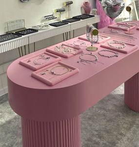 Di fascia alta su misura di qualità popolare rosa scanalato Design espositore di <span class=keywords><strong>gioielli</strong></span> da tavolo espositore <span class=keywords><strong>gioielli</strong></span> da tavolo - Product Image 1