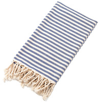 FF6163 Summer Travel Turkish Cotton Beach Towel with Tassel Fringe Absorbent Sand Free Striped Beach Towel