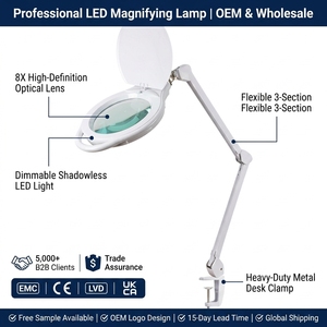 Customized 5'' 3 or 5 Diopter 96PCS SMD LED Sewing <b>Clamp</b> on Illuminated LED <b>Light</b> Beauty Salon Magnifying Glass Lamp - Product Image 1