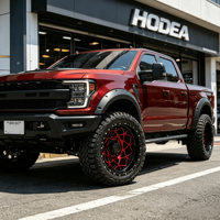 Jantes forgées tout-terrain de style Beadlock à 6 trous, rouge et noir, en maille, de 17/18/20 pouces pour F150 Silverado Jeep Wrangler 4x4 Pickup SUV
