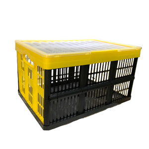 Yellow Color Folding Plastic Storage Crate Organizer Stackable For Transportation,foldable plastic storage stackable box