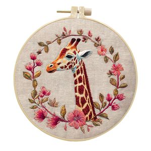 Giraffa fai da te ricamo Kit di lavoro manuale con ricamo cerchi fili punzonatura ago punto croce Kit ricamo - Product Image 2