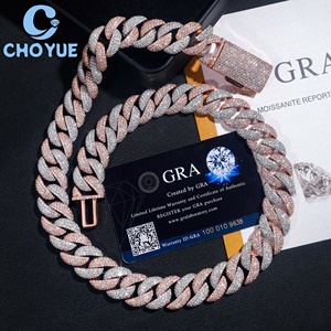 Cadena de eslabones cubanos de moissanita de 18 mm chapada en oro rosa de plata de ley 925 de dos tonos, estilo hip-hop para hombre, joyería Iced Out - Product Image 4