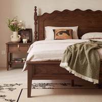 Lit double Dingshuai en noyer noir d'Amérique du Nord, style rétro français, 1,8 m, moderne et simple, pour chambre principale, avec dossier, style ancien