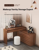 Coiffeuse Moderne Simple de Chambre à Coucher Style Nouveau 2025 en Bois Massif Couleur Noyer avec Meuble de Rangement Intégré