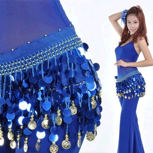 Pañuelo de cadera para danza del vientre con 128 monedas doradas, falda de lentejuelas con borlas para <span class=keywords><strong>mujer</strong></span>, <span class=keywords><strong>disfraz</strong></span> gitano de danza del vientre - Product Image 1