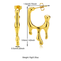 Pendientes Hipoalergénicos de Acero Inoxidable con Baño de Oro de 18K, Resistentes al Deslustre, Diseño de Goteo de Líquido, Aros Abiertos Redondos
