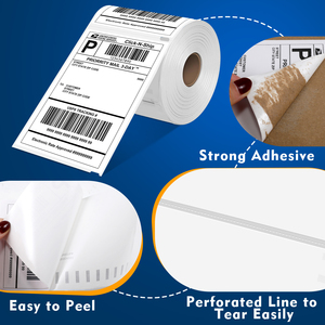 Étiquettes adhésives thermiques sans support, imperméables, blanches, format 4x6 pouces, pour supermarché/expédition, vente en gros - Product Image 6