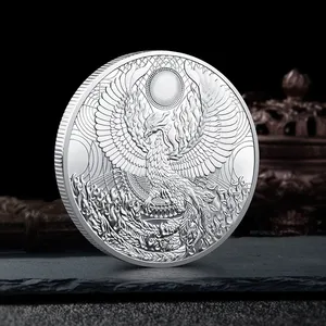 Pièce commémorative personnalisée 3D Phénix, impression UV, alliage de zinc, oiseau de feu, zodiaque chinois, pièce de défi pour cadeau souvenir <span class=keywords><strong>du</strong></span> Nouvel An - Product Image 4