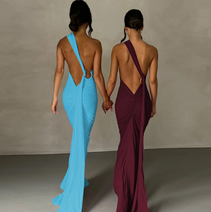 Dropshipping Sexy espalda descubierta plisado vestido sin mangas de Color sólido ajustado <span class=keywords><strong>para</strong></span> <span class=keywords><strong>ropa</strong></span> de <span class=keywords><strong>mujer</strong></span> en verano 2025 - Product Image 5
