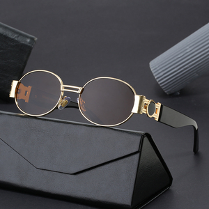 Gafas de sol vintage Steampunk ovaladas, gafas de sol a la moda para mujer, gafas de sol de lujo con montura de metal - Product Image 2