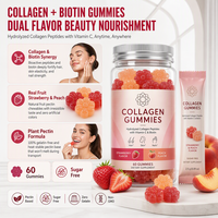 Gummies de Collagène Hydrolysé Peptides de Collagène Créatine Biotine Vitamine C Antioxydant Complément Cheveux Peau Ongles 2 Saveurs Variées