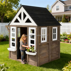 Maisonnette de jeu moderne en cèdre pour enfants de 3 à 10 ans, style campagnard pour le jardin, idéale pour les jeux de maison de poupée - Product Image 4