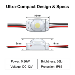 โมดูลไฟ LED ซุปเปอร์มินิ 12V 24V SMD 2835 กันน้ำ พร้อมเลนส์ 170x140 องศา สำหรับตัวอักษรช่องขนาดเล็ก 4-10 ซม. - Product Image 3