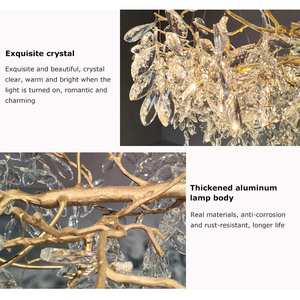 Sang trọng hiện đại treo kính vàng K9 pha lê biệt thự đám cưới cầu thang lớn sang trọng vàng chi nhánh Đèn Chùm Pha Lê - Product Image 6