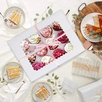 Boîtes d'emballage pour cupcakes et tartelettes aux œufs, personnalisées, en papier alimentaire, 12 pièces, avec fenêtre transparente, écologiques