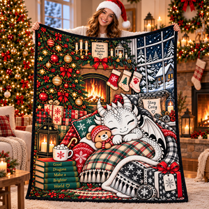 Custom Christmas Dragon Coloring <b>Throw</b> Blanket DIY With 24 Color Markers Soft Flannel Graffiti Blanket <b>For</b> <b>Bed</b> Winter Season - Product Image 1