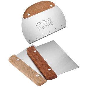 Raspadores de masa multifunción de acero inoxidable, mango de madera, cortador de Pizza, utensilios de cocina para hornear, herramientas para hornear y repostería - Product Image 2