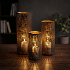 Sonnet Decor Handmade Christmas Tree Cutout Iron Candle Stand 3 Piece Heat Resistant Digital Printing 1 Color Home Decoration - Product Image 1