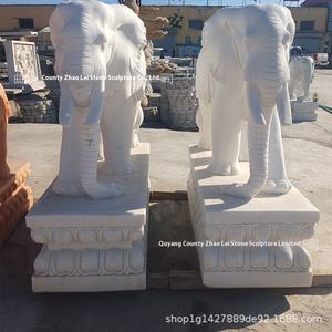 Marmo bianco personalizzato elefante coppia porta ornamenti Bluestone sera pietra di elefante <span class=keywords><strong>rosso</strong></span> fabbrica di incisione animale per Villa - Product Image 2
