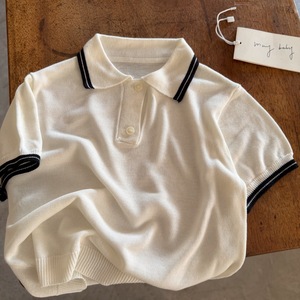<span class=keywords><strong>Polo</strong></span> en soie glacée style coréen pour garçons été 2026 – T-shirt élégant à col tricoté pour tout-petits - Product Image 5