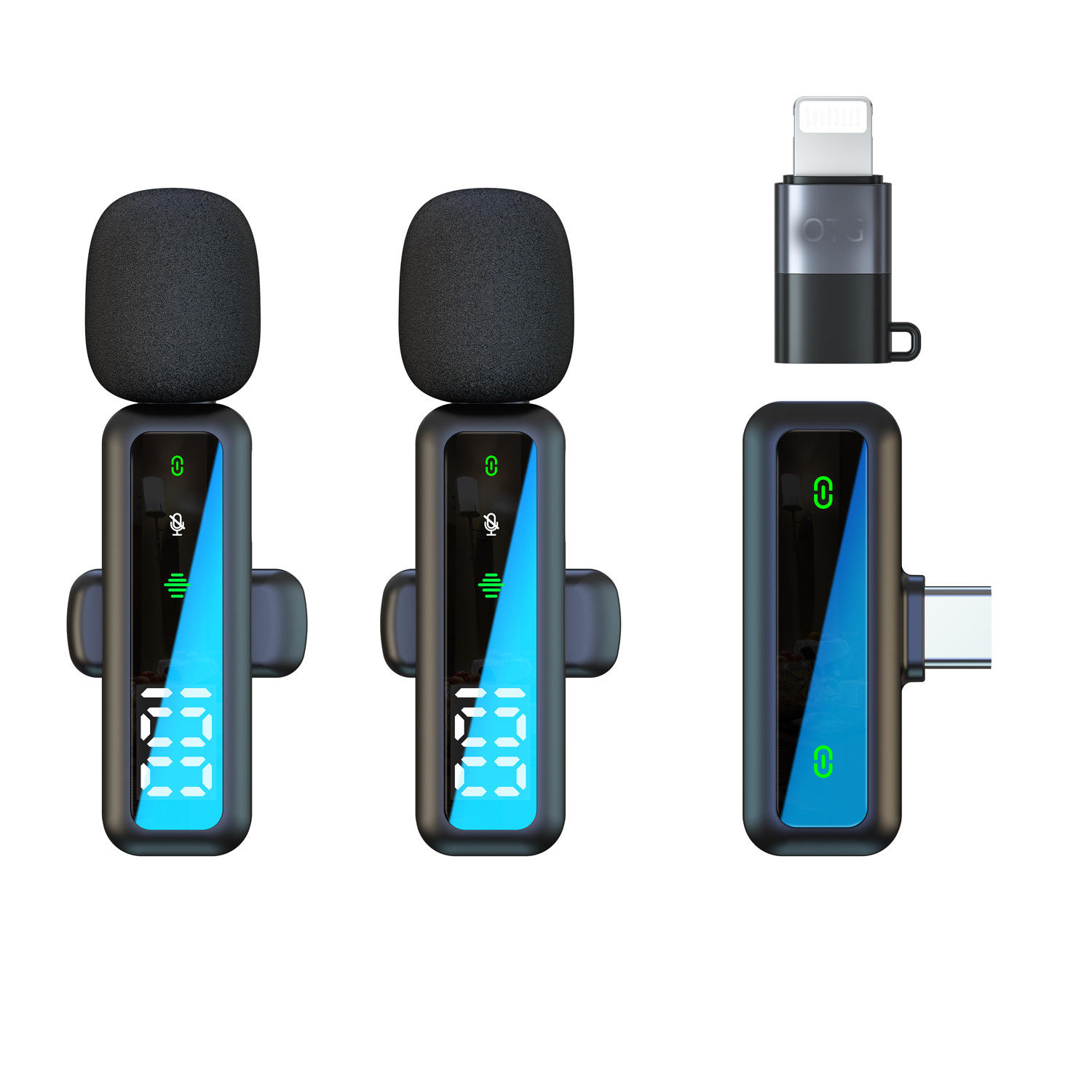 H67ไมโครโฟนคู่ Type - C + อะแดปเตอร์ฟ้าผ่า