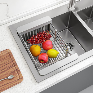Adjustable Stainless Steel <b>Sink</b> Drain Rack Square Kitchen Basin Colander Dishwasher Safe - Product Image 1
