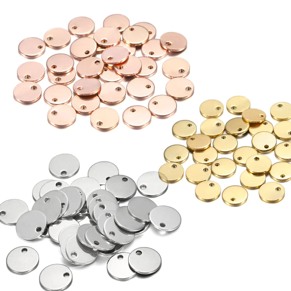 Wholesale Custom DIY Laser Engraved Stainless Steel Disc Pendants Mirror Polished Blank Jewelry Findings Plated Accessories