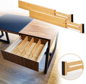 Nuovo Modello di Set di 4 Cestini Portaoggetti in Bambù, <span class=keywords><strong>Divisori</strong></span> Espandibili e Regolabili <span class=keywords><strong>per</strong></span> Cassetti, Salvaspazio <span class=keywords><strong>per</strong></span> <span class=keywords><strong>Cucina</strong></span>, Camera da Letto, Bagno, Comò - Product Image 5