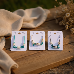 <b>Shell</b> And Turquoise Beaded <b>Bracelet</b> Stainless Steel Bohemia Style Unisex Gift Jewelry Ref 44973 - Product Image 3