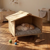 Lit et maison pour chat en bois de Paulownia, style nordique, surélevé, résistant à l'humidité, pour plusieurs chats, intérieur, toutes saisons