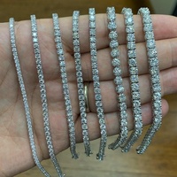 Chaîne de tennis en moissanite de 4 mm à base de cuivre, bracelet-collier de 7 à 24 pouces pour femmes, bijoux Hip-Hop Pulseras Mujeres