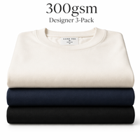 T-shirts de qualité supérieure 300 g/m² - Lot de 3 - Coton peigné vierge pour impression haut de gamme