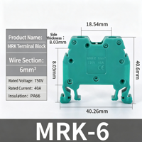 Bloc de bornes sur rail DIN série MRK 4 mm² avec connexions à vis, connecteur électrique