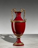 Vase en céramique rouge et or à deux poignées, glaçure bordeaux, vase à fleurs de luxe pour la décoration de centre de table de Majlis, palais, hôtel, villa, mariage