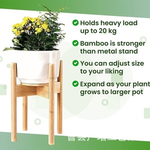 Support à fleurs en bois massif, porte-plantes d'intérieur et d'extérieur, pour balcon, salon, support au sol, couleur naturelle, montage facile - Product Image 5