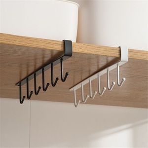 Kitchen Wrought Iron Seamless Nail-Free Wall Mounted <b>Hooks</b> Racks for <b>Tools</b> Cabinet Storage Multi-Function Wardrobe Door Rear - Product Image 3