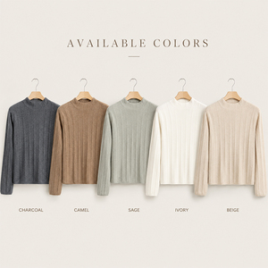 Cashmere Women's Half Turtleneck Vertical Stripe Knit Sweater Comfort <b>Skin</b>-Friendly <b>Base</b> <b>Layer</b> Top Custom Logo Premium Soft Warm - Product Image 4