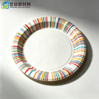 Assiette en papier jetable rigide et compostable SHIRONG, couleur naturelle, qualité alimentaire, pour événements, anniversaires, fruits et collations