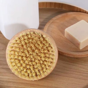 Custom Logo Wooden <strong>Handle</strong> Sisal Body <strong>Scrub</strong> <strong>Brush</strong> Natural Bamboo Sisal Bristle Dark Lotus Wood Shower Cellulite <strong>Brush</strong> for Body - Product Image 5