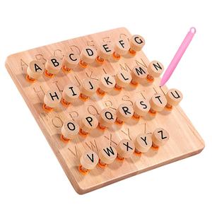 Planche <span class=keywords><strong>de</strong></span> <span class=keywords><strong>suivi</strong></span> en bois pour enfants, apprentissage des lettres Double face, alphabet cognitif Montessori, jouets éducatifs en bois - Product Image 6