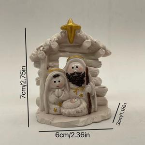 KOMI Presepe di Natale Sacra Famiglia Mangiatoia Scultura Decorativa da Giardino e Casa in Resina Oggetti Creativi - Product Image 2