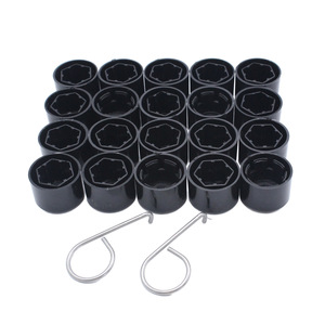 Capuchons décoratifs noirs Volkswagen 17 mm, 20 pièces avec outils pour remplacement et réparation des écrous de roue - Product Image 5