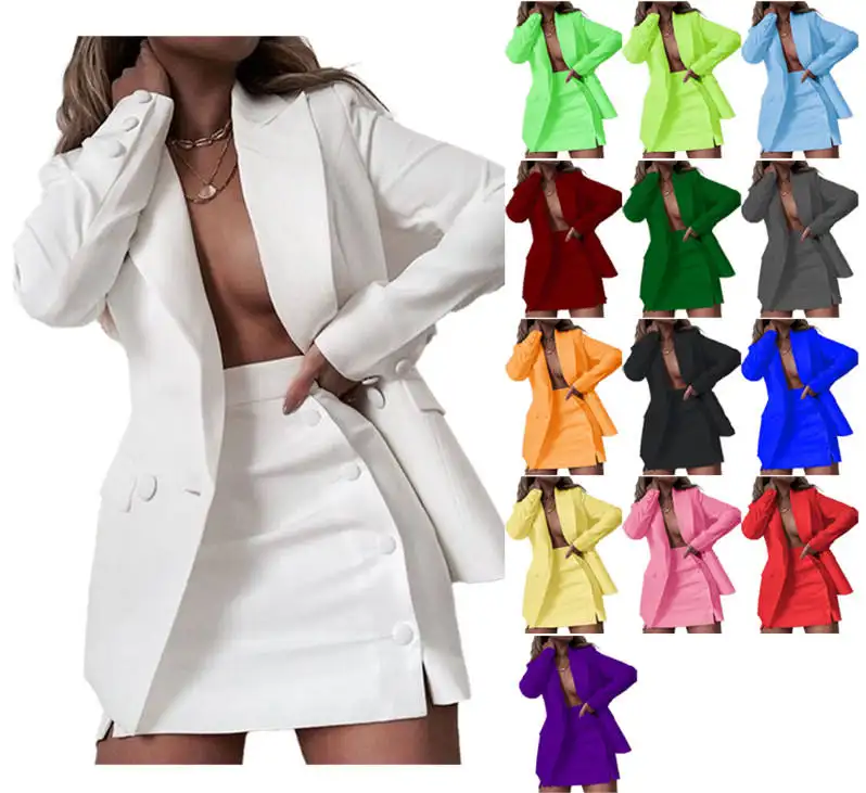 Hoge Kwaliteit Dames Kantoor Blazer Pakken Dames Business Plus Size Blazers Elegante Tweedelige Sets Korte Rokjes Dames Pakken