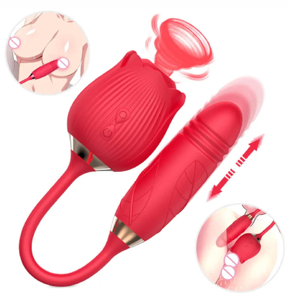 Best Verkopende G-spot Rose Clitoris Zuigen Vibrator Met Ei G-Spot Clitoris Stimulator Rose 2 In 1 Zuigen vibrator Sex Toy