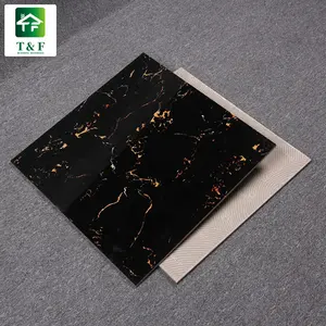 Màu Đen Và Vàng Hoa Màu Tráng Men Đánh Bóng Sứ Marble Thiết Kế Sàn Gạch 600x600 - Product Image 3