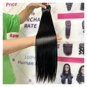 12A Raw Cuticle Aligned Virgin Bouncy Human Hair Bundles Vendors Bone Straight Brazilian Double Drawn Human Hair