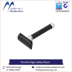 Adjustable Double Edge Safety <b>Razor</b> with <b>Single</b> <b>Blade</b> Brass Handle and Stainless Steel <b>Blades</b> - Product Image 2