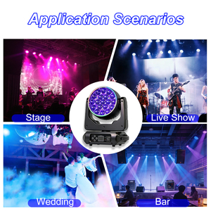 Projecteur <span class=keywords><strong>de</strong></span> scène à tête mobile 19x15W RGBW 4-en-1 Zoom Wash, faisceau 10-60°, rotation panoramique/inclinaison 540°, stroboscope ultra-rapide, DMX512, son - Product Image 5